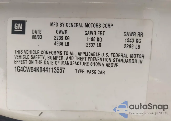 1G4CW54K044113557: 42632156