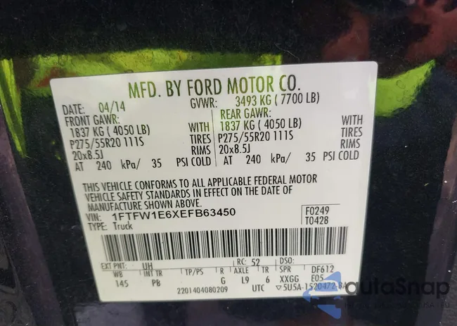 1FTFW1E6XEFB63450: 42633452