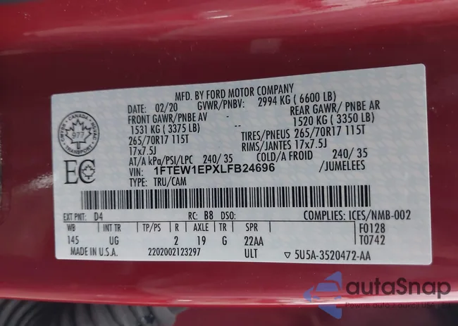 1FTEW1EPXLFB24696: 42633954