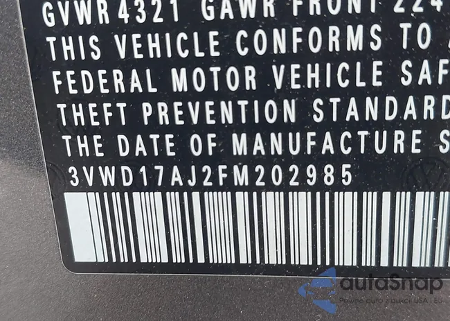 3VWD17AJ2FM202985: 42633134