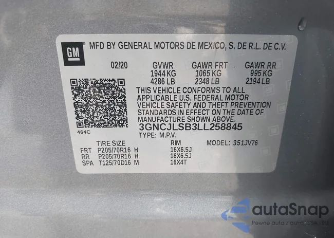 3GNCJLSB3LL258845: 42633209