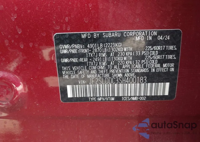 JF2SLDDC3SH400183: 42634741