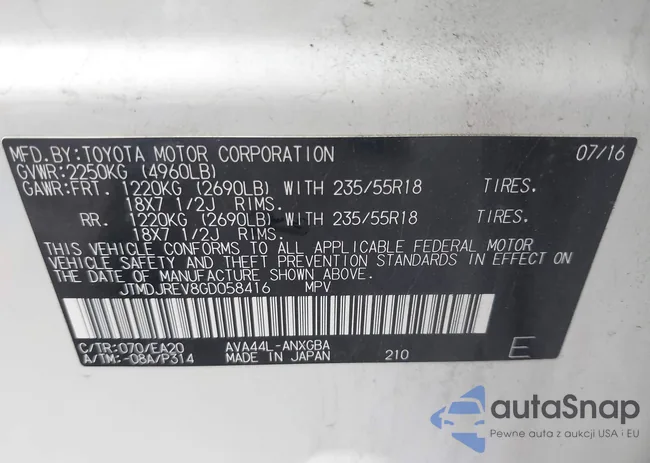 JTMDJREV8GD058416: 42633969