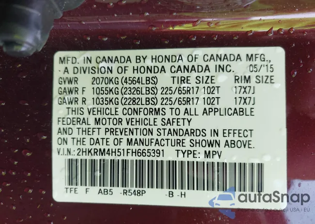 2HKRM4H51FH665391: 42634083