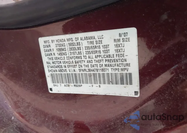 5FNRL38447B118071: 42634169