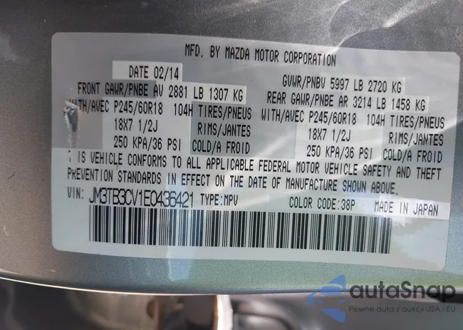 JM3TB3CV1E0436421: 42634172