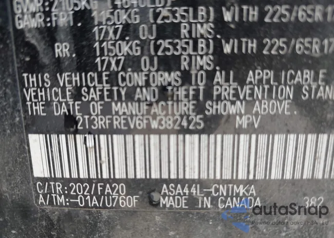 2T3RFREV6FW382425: 42635572