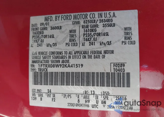 1FTRX08W92KA41519: 42635628