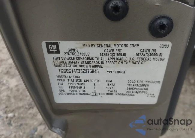 1GCEC14T23Z275845: 42635647