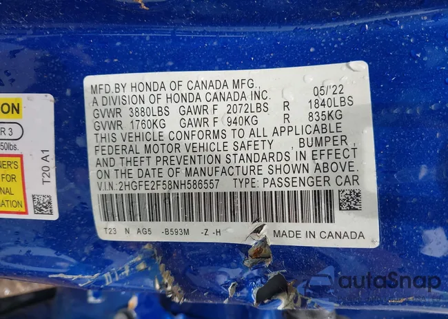 2HGFE2F58NH586557: 42635689