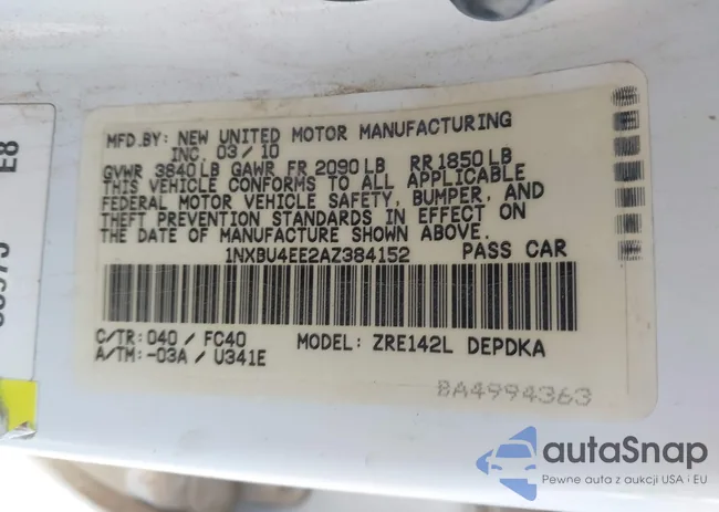 1NXBU4EE2AZ384152: 42635839