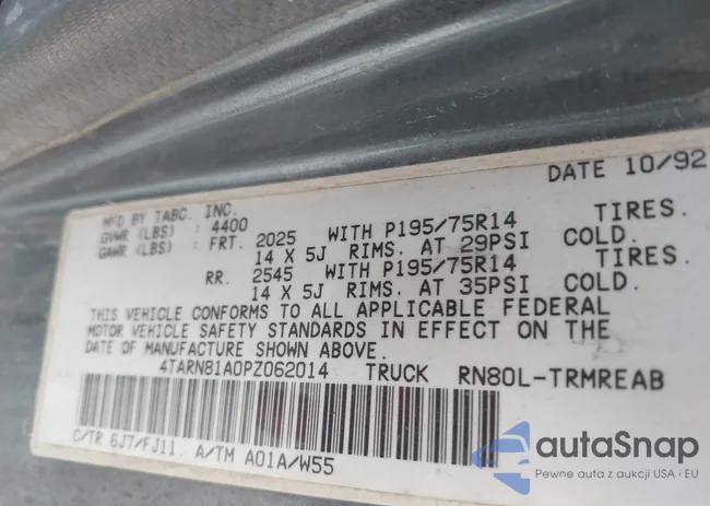 4TARN81A0PZ062014: 42635921