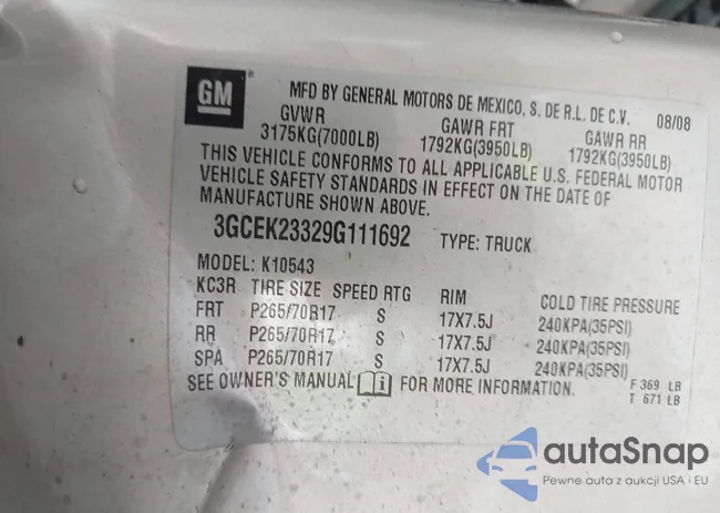 3GCEK23329G111692: 42634991