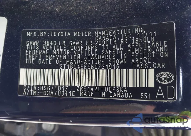 2T1BU4EE9BC731916: 42635054