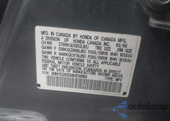 2HNYD28358H539183: 42635190