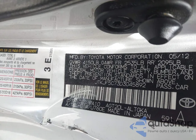 JTKJF5C73D3045892: 42636510