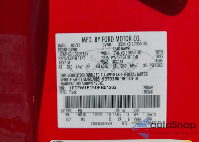 1FTFW1ET9DFB51262: 42636718