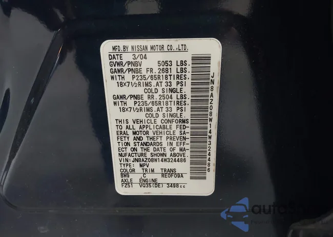 JN8AZ08W14W324486: 42636780