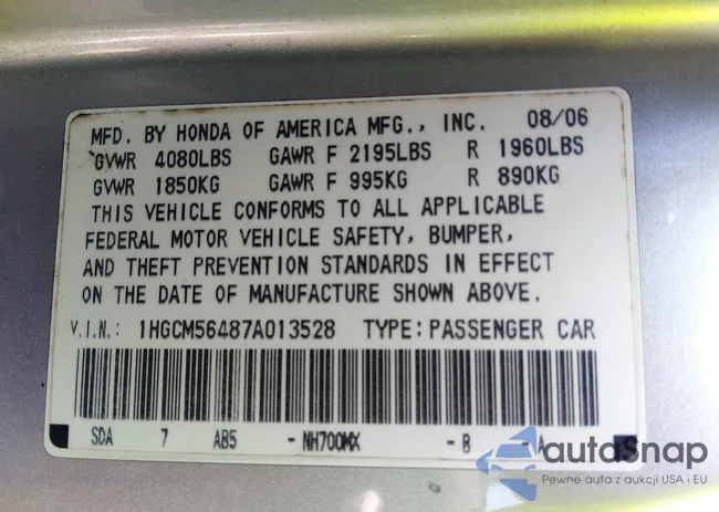 1HGCM56487A013528: 42636892