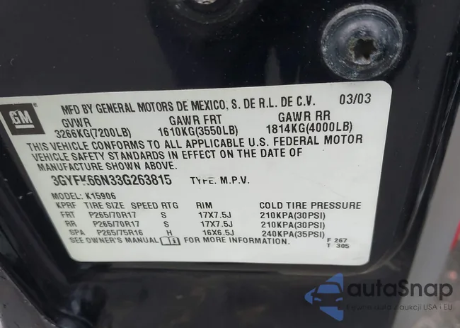 3GYFK66N33G263815: 42636007