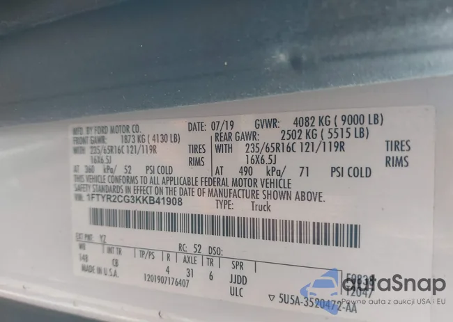 1FTYR2CG3KKB41908: 42636270