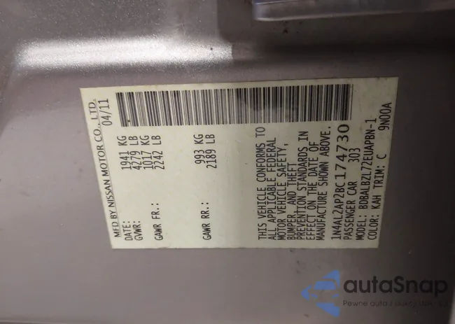 1N4AL2AP2BC174730: 42637785