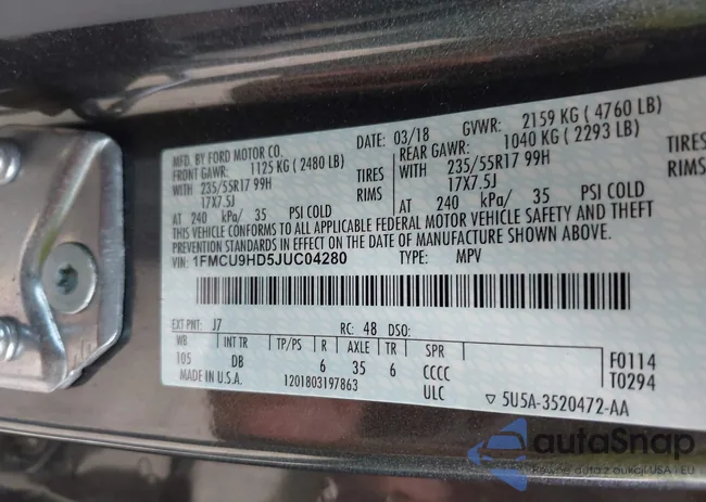 1FMCU9HD5JUC04280: 42637826