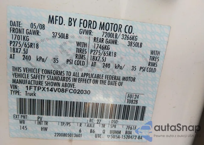 1FTPX14V08FC02030: 42637898