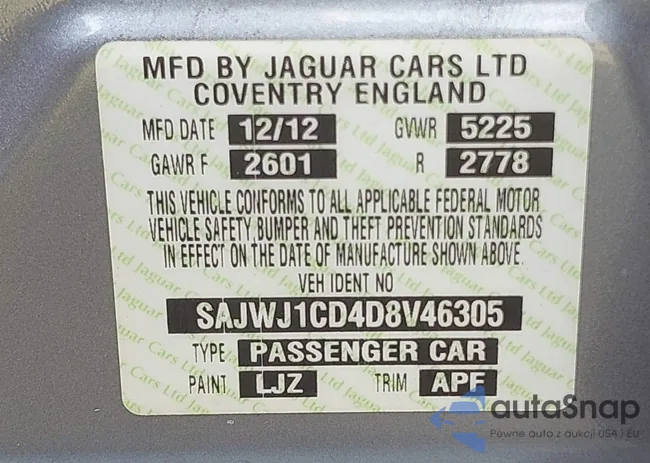 SAJWJ1CD4D8V46305: 42637329