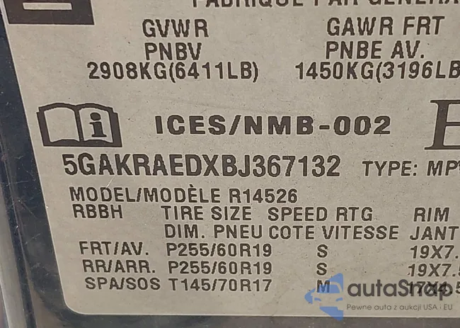 5GAKRAEDXBJ367132: 42638026