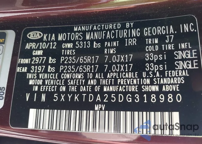 5XYKTDA25DG318980: 42638031