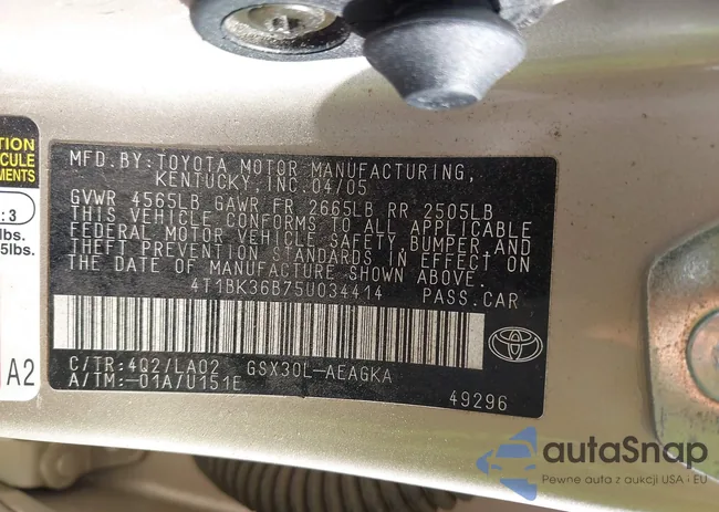 4T1BK36B75U034414: 42638163