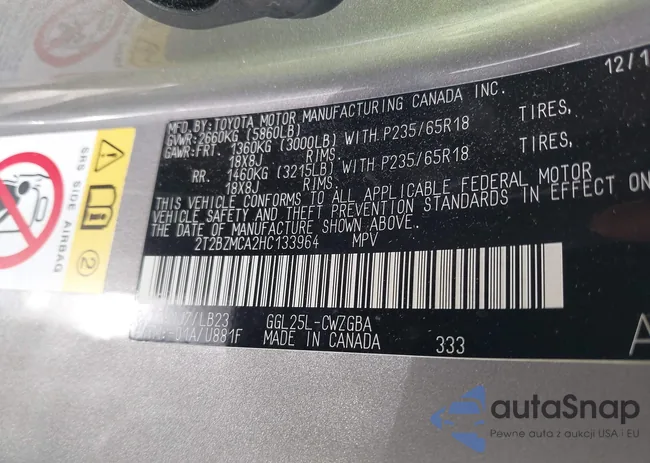 2T2BZMCA2HC133964: 42638282