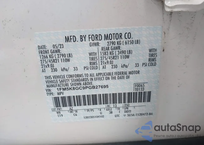 1FM5K8GC9PGB27695: 42639008