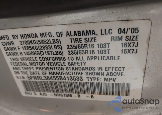 5FNRL38455B413533: 42640664