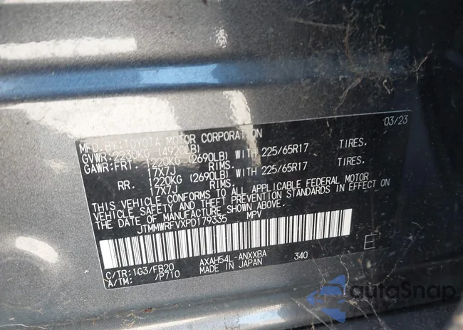 JTMMWRFVXPD179335: 42640766