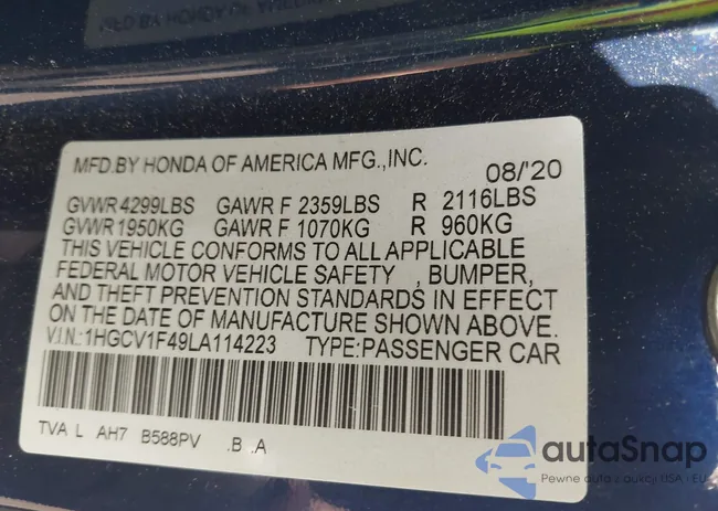 1HGCV1F49LA114223: 42640868