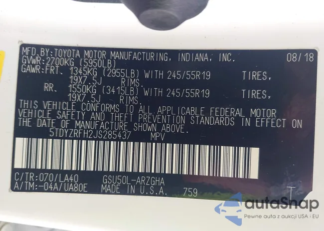 5TDYZRFH2JS285437: 42640001