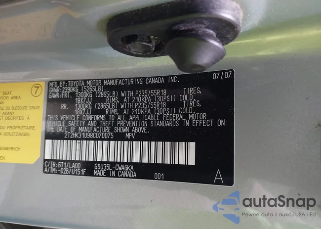 2T2HK31U98C070075: 42640012