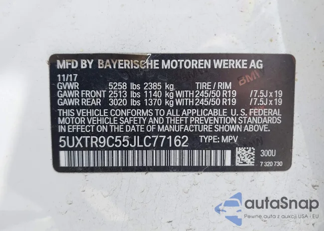 5UXTR9C55JLC77162: 42640203