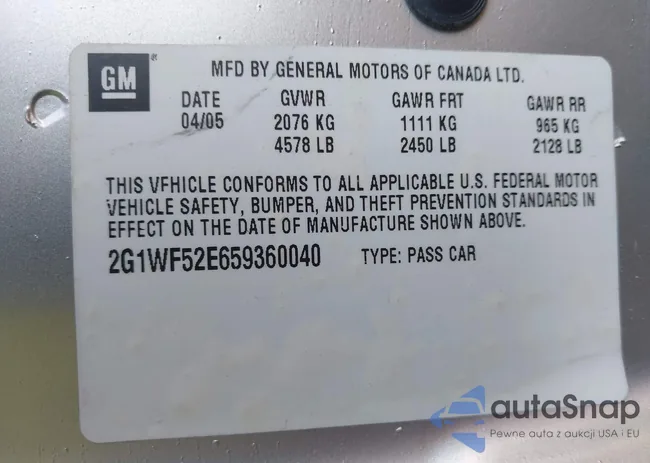 2G1WF52E659360040: 42640361