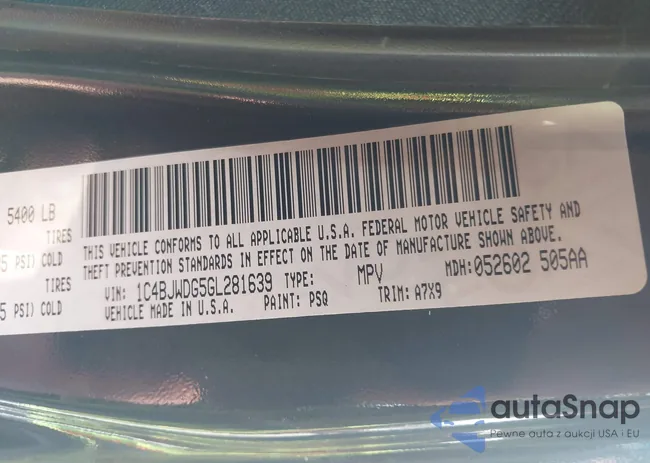 1C4BJWDG5GL281639: 42641401