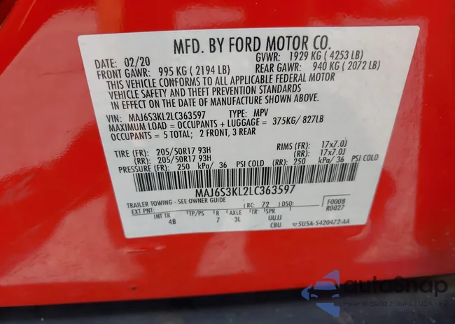 MAJ6S3KL2LC363597: 42641601