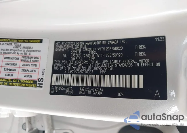 2T2GKCEZ2PC010333: 42641664