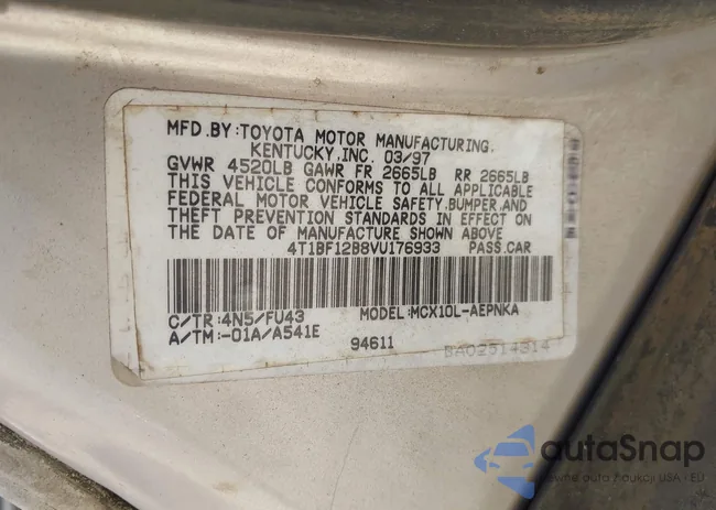 4T1BF12B8VU176933: 42641674