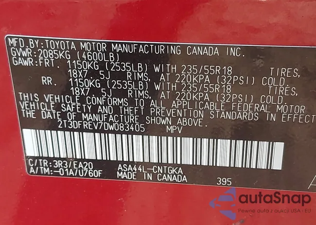 2T3DFREV7DW083405: 42641748