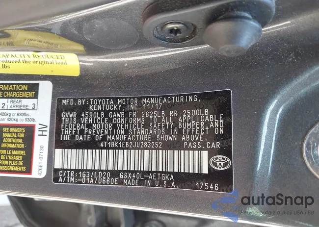 4T1BK1EB2JU283252: 42640967