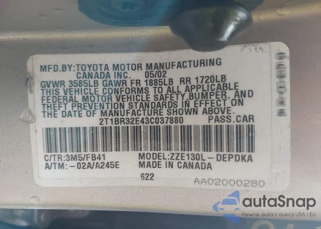 2T1BR32E43C037880: 42641081