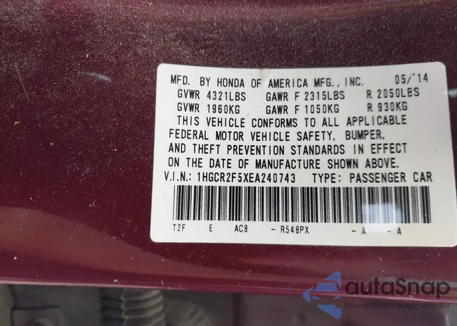 1HGCR2F5XEA240743: 42642720