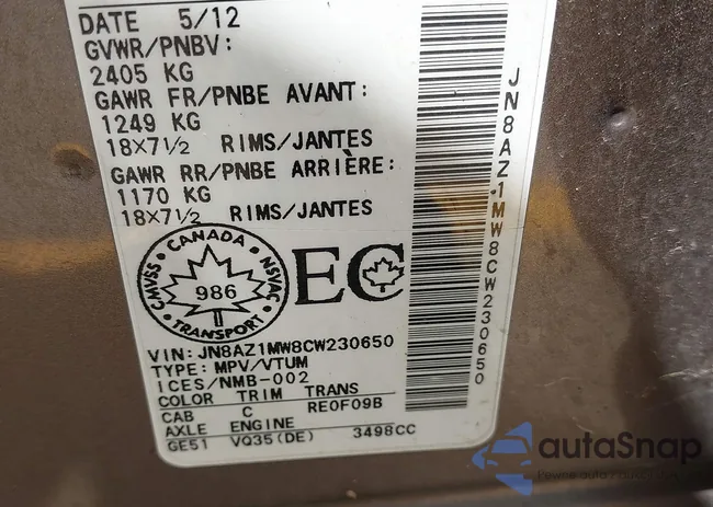 JN8AZ1MW8CW230650: 42642853